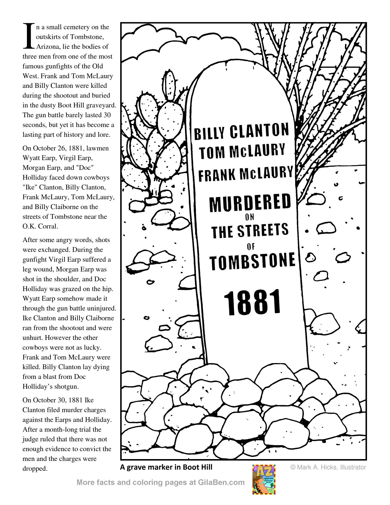 Boot Hill, Gunfight at the okay Corral Coloring Page Printout